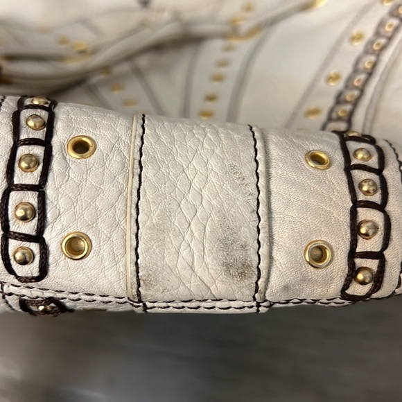 COLE HAAN CREAMY IVORY VILLAGE GROMMET HOBO SHOULDER BAG - Picture 9 of 17